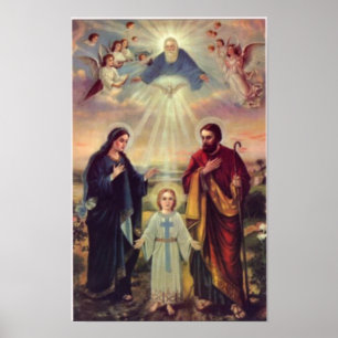 Poster vintage la famille sainte, Jésus Christ, Josef, Ma