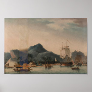 Poster Vintage La résolution et la découverte d'Hawaii