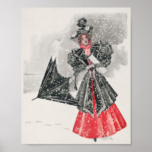 Poster Vintage lady christmas holiday