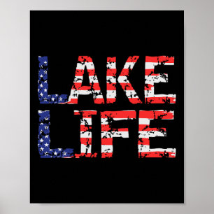 Poster Vintage Lake Life 4 juillet Patriotique