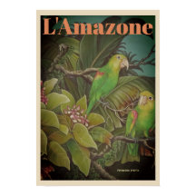 Poster vintage L'Amazone Travel