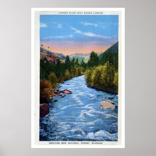 Poster Vintage Laramie River Woods Landing WY (Devant)