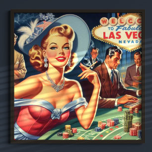 Poster Vintage Las Vegas Casino Pin Up