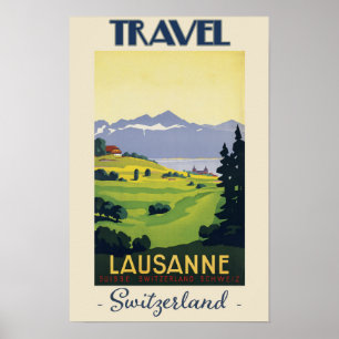 Poster Vintage Lausanne Suisse Voyage