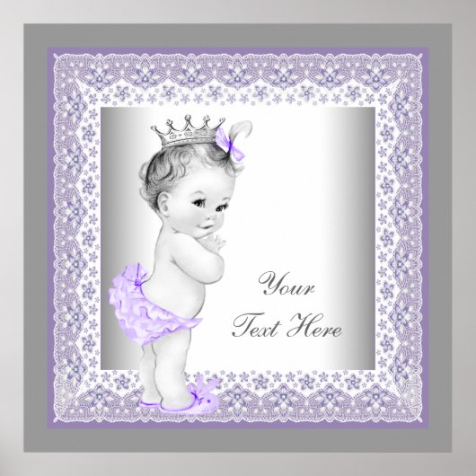Poster Vintage lavande violette princesse bébé fille (Devant)