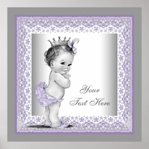Poster Vintage lavande violette princesse bébé fille
