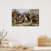 Poster Vintage Le Premier Thanksgiving 1621 Jean Ferris (Cuisine)
