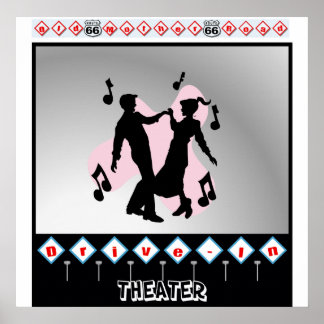 Poster vintage les années 50 Drive In Theatre Rock