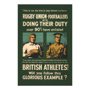 Poster vintage : Les joueurs de rugby appellent au