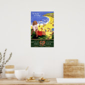 Poster Vintage Les plages appellent le Queensland Austral (Cuisine)