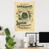 Poster Vintage Lion Café Mocha Java Rio Annonce (Bureau à domicile)