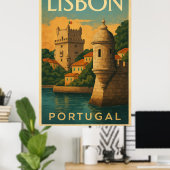 Poster Vintage Lisbon Portugal (Bureau à domicile)