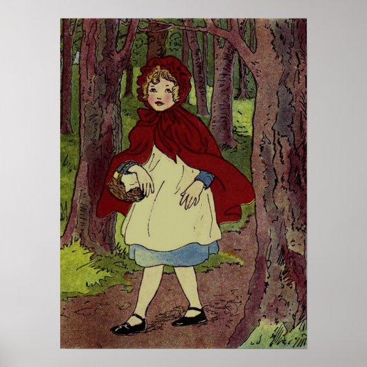 Poster Vintage Little Red Riding hood book art (Devant)