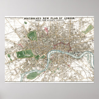 Poster Vintage London City Plan Antique