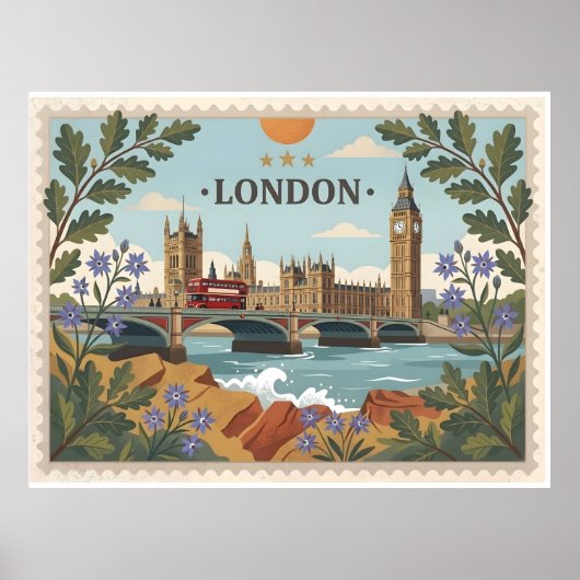 Poster Vintage London Dayscape Postcard (Devant)