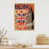 Poster vintage Londres Travel (Cuisine)