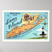 Poster vintage Long Island Map Imprimer (Devant)