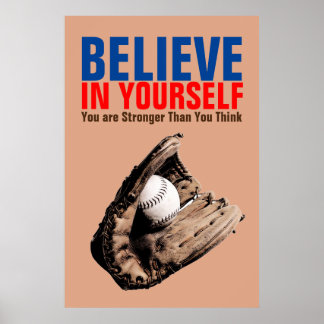 Poster Vintage Look Retro Motivational Baseball Croire