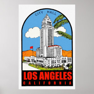 Poster Vintage Los Angeles City Hall