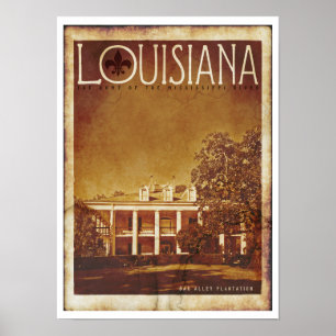 Poster vintage Louisiana Plantation Travel