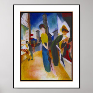 Poster Vintage Macke Twee vrouwen voor een winkel