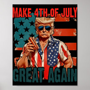 Poster Vintage Make 4th Of July Great Again Drôle Trump H