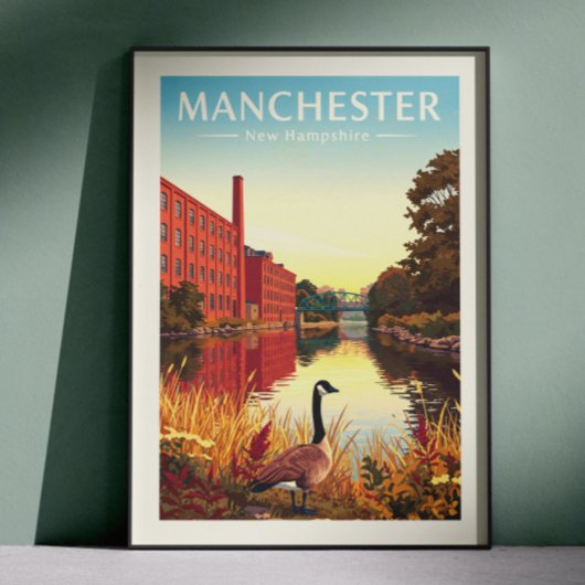 Poster Vintage Manchester New Hampshire