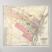 Poster Vintage Map of Albany (Devant)