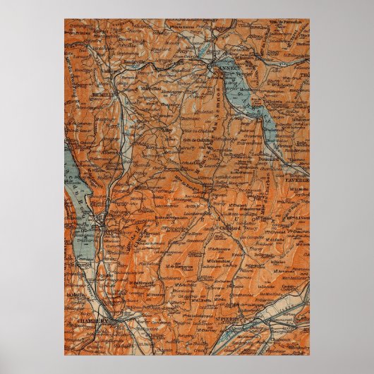 Poster Vintage Map of Annecy France (Devant)