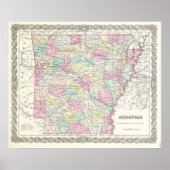 Poster Vintage Map of Arkansas (Devant)