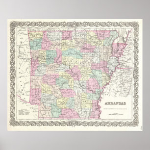 Poster Vintage Map of Arkansas