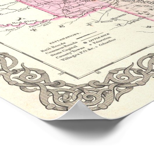 Poster Vintage Map of Arkansas (Coin)