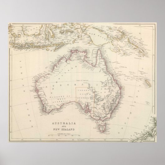Poster Vintage map of Australia (Devant)