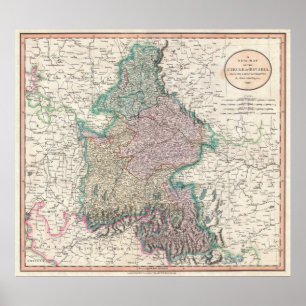 Poster Vintage Map of Bavaria Germany