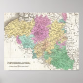 Poster Vintage Map of Belgium (Devant)