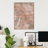 Poster Vintage Map of Belgrade Serbia (1905) (Bureau à domicile)