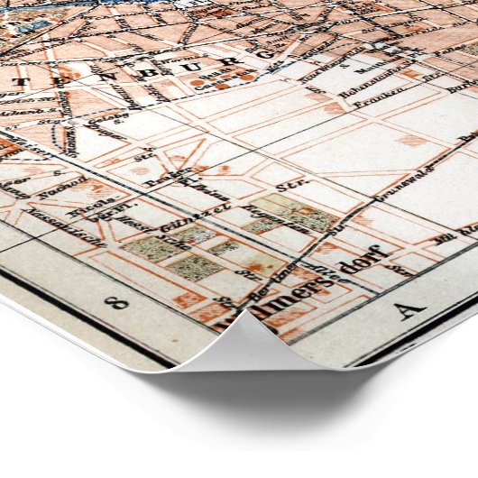 Poster Vintage Map of Berlin Germany (Coin)