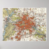 Poster Vintage Map of Berlin Germany (Devant)