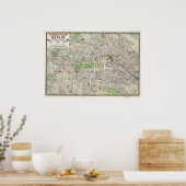 Poster Vintage Map of Berlin Germany (Cuisine)