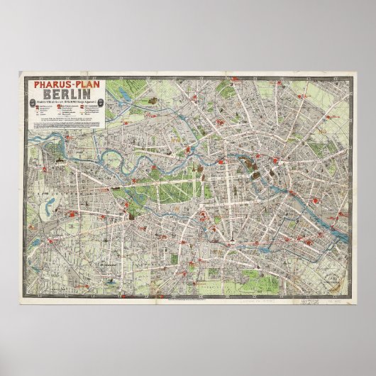 Poster Vintage Map of Berlin Germany (Devant)