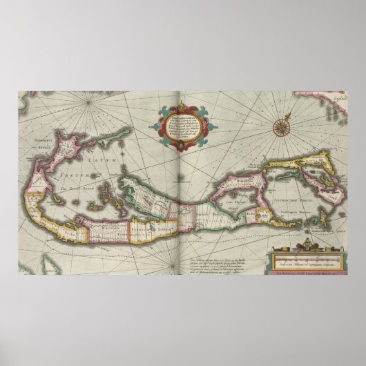 Poster Vintage Map of Bermuda (Devant)