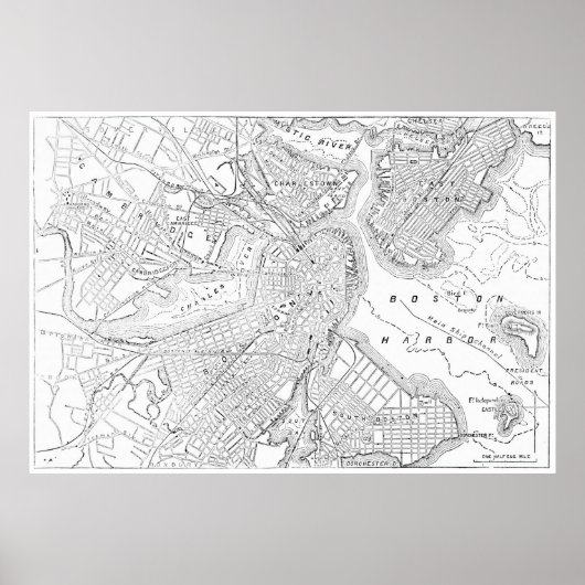 Poster Vintage Map of Boston (Devant)