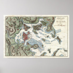 Poster Vintage Map of Boston Harbor (1807)