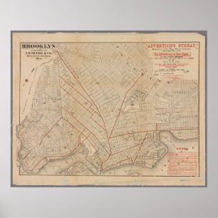 Poster Vintage Map of Brooklyn