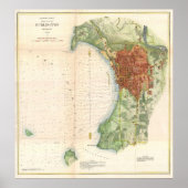 Poster Vintage Map of Burlington (Devant)
