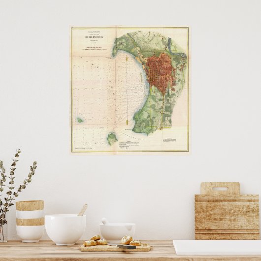 Poster Vintage Map of Burlington (Cuisine)