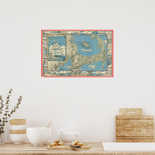 Poster Vintage Map of Cape Cod (Cuisine)