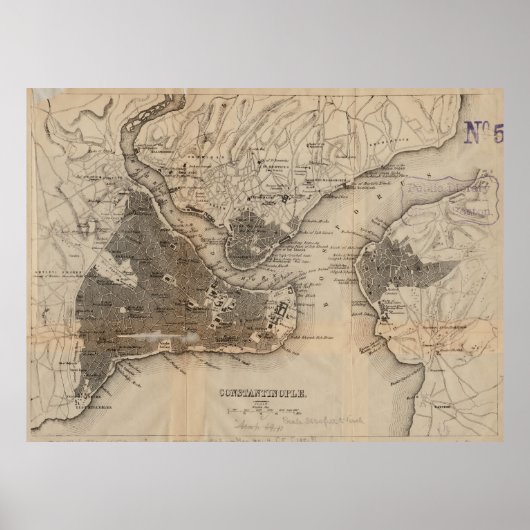 Poster Vintage Map of Constantinople (1859) (Devant)