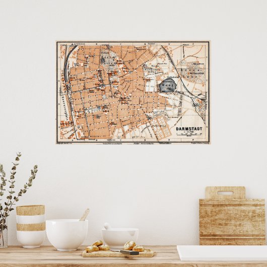 Poster Vintage Map of Darmstadt (Cuisine)