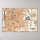 Poster Vintage Map of Darmstadt (Devant)